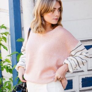 Oversized Contrast Stripe Sweater NWT